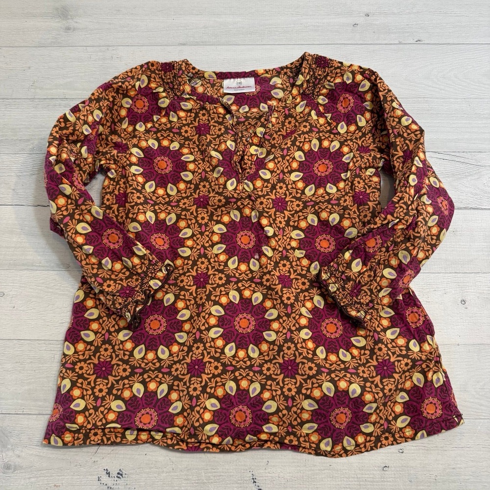 Hanna Andersson girls long sleeve cotton blouse shirt 110/5‎